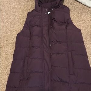 J. Jill Quilted Hooded Puffer Vest in Plum